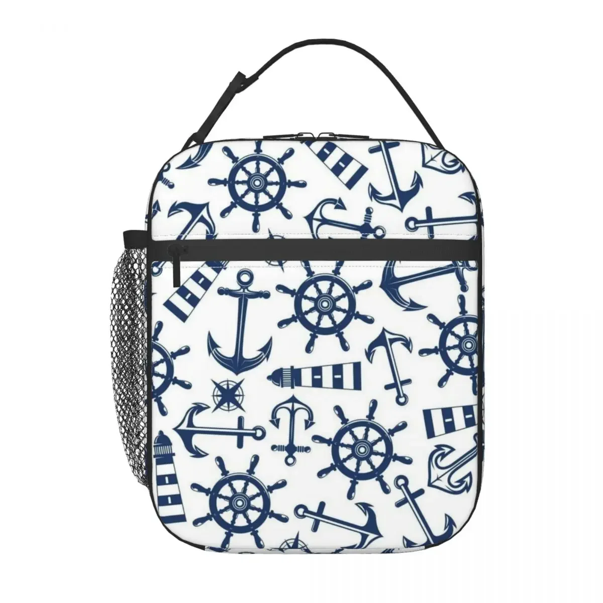 

Custom Nautical Sailor Anchor Lunch Bag for Cooler Thermal Insulated Lunch Box Beach Camping Travel Resuable Tote Bags