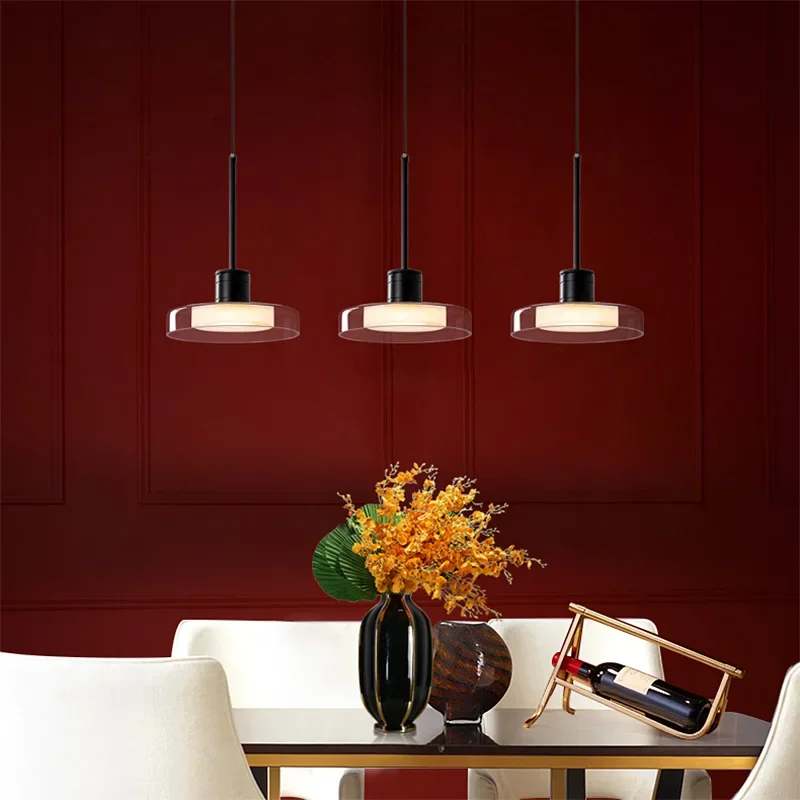 

SANDYHA Modern Nordic Pendant Light Ring Glass Lampshade LED Lamp for Living Room Dining Table Decorative Lighting Fixtures