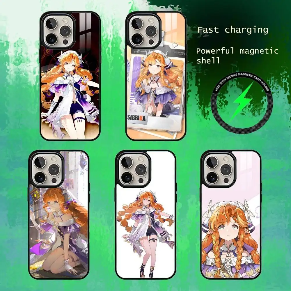 

WuWa Sigrika Phone Case For iPhone17,16,15,14,13 Plus,Pro Max Magnetic For Magsafe Wireless Charging