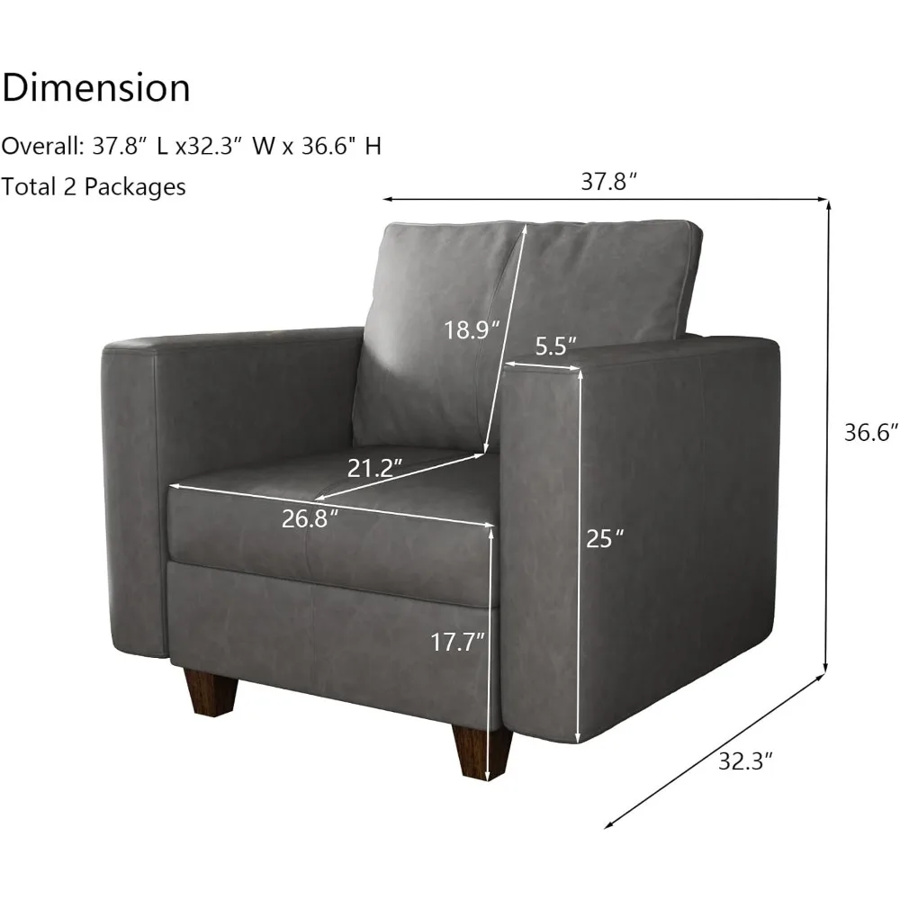 Modular Sectional Accent Chair with Storage Seat, Faux Leather Armchair Modern Single Sofa Club Chair for Living Room