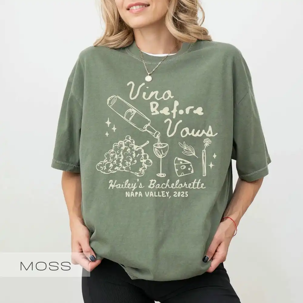 Vino Before Vows Bachelorette Shirt Comfort  Winery Tee Girls Gone Mild Custom Hand Drawn Bachelorette Shirt Casual Style