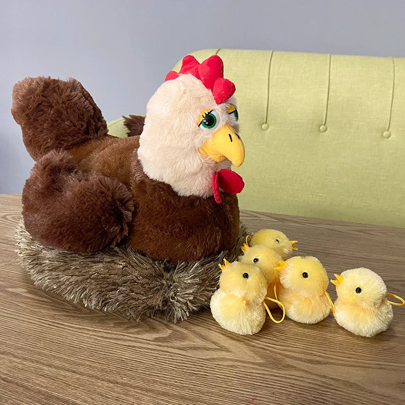 A Nest of Chicks Doll Plush Toy Mother Hen and Chicks Doll Children's Fun Science and Education Gift