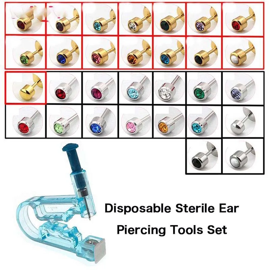 2pcs Disposable Asepsis Ear Piercing Gun Tool Kit-Safety and Anti-allergic Ear Piercer with Ear Stud