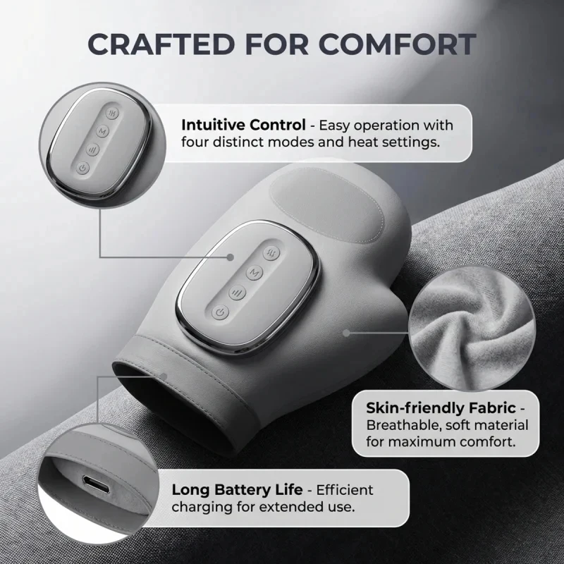 Hand Massager with Airbag Compression Finger Wrist Palm Massage Machine Vibration Glove for Hand Muscle Relax Gift for Frind