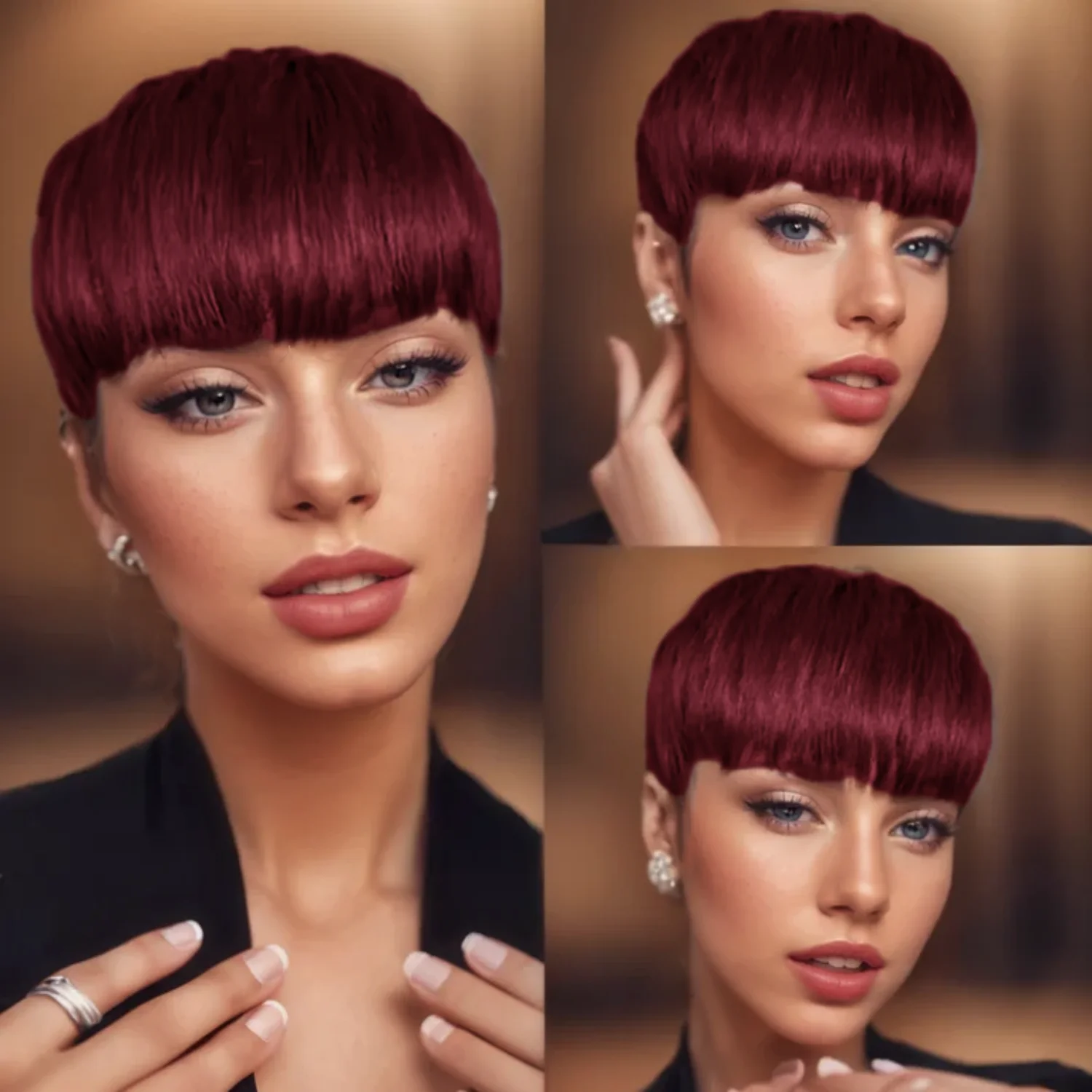 여성용 스트레이트 짧은 보브 가발 브라질 인간의 머리카락 전체 기계 제작 가발