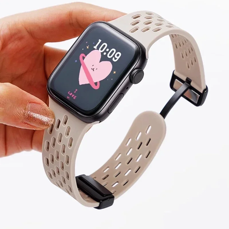 

Силиконовые ремешки для Apple Watch Band 45 мм 44 мм 42 мм 38/40 мм 41 мм Магнитный браслет Correa Apple Watch Ultra2 49 мм 9 8 SE 7 6 5 4