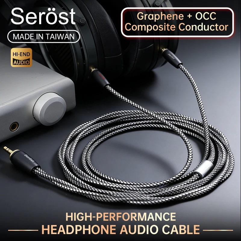 

Аудиокабель Serost HiFi Graphene 6N OCC Copper 3.5/4.4мм/4pin-XLR (штекер) на двойной 3.5мм для музыкальных плееров, усилителей и наушников