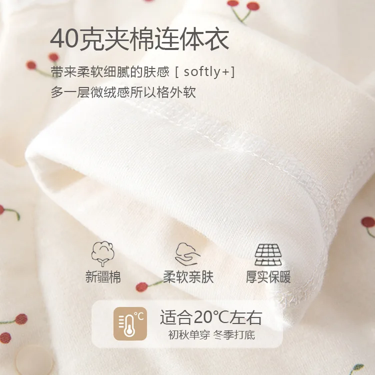 Somenie Newborn Baby Girl Padded Cotton Onesie Warm Thick Romper Soft Skin-friendly Autumn Winter Crawling Outfit