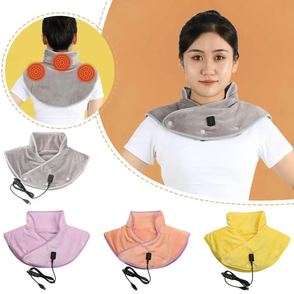 

Electric Heating Neck Shoulder Pad Massager Vibration Warm Compress Wrap USB Powered Relieves Stiffness Tension at Home