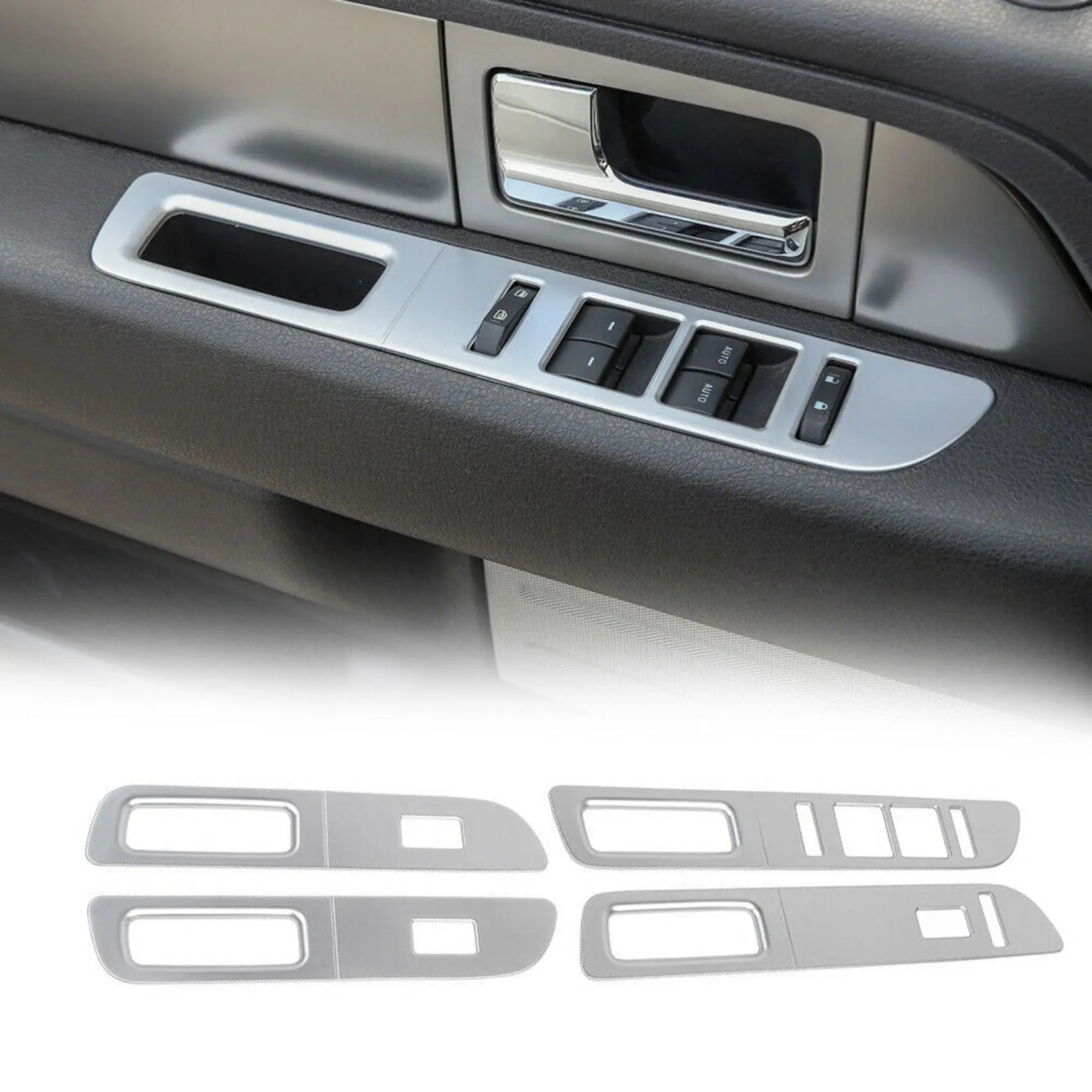 4X Silver Inner Window Lifter Switch Panel Decor Cover for ford F150 2009-2014