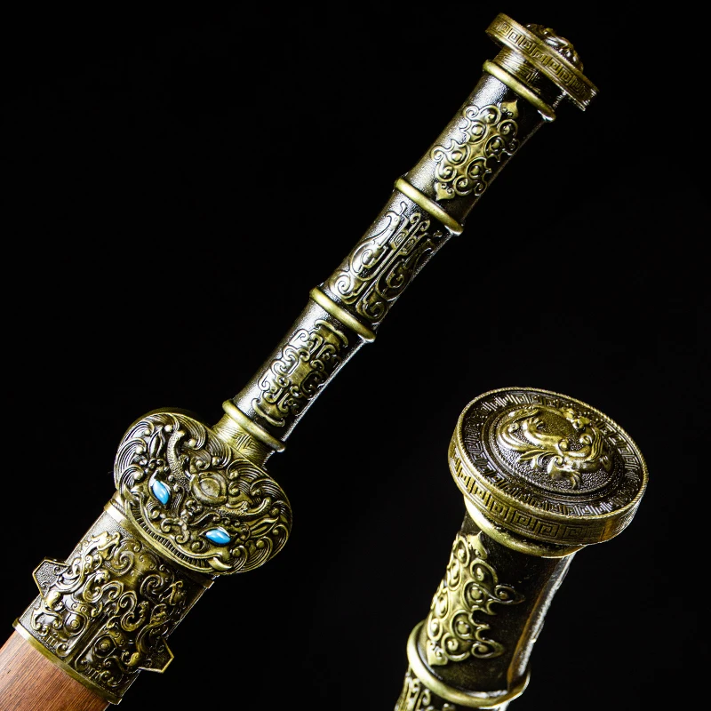 Medieval Han Sword High Manganese Steel Blade Real Full Tang Sharp Ready Battle Metal Handle Dragon Swords Kongfu Weapons Katana - view 4