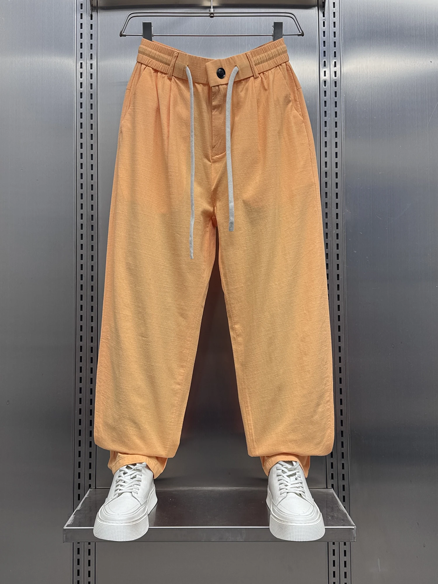 

Loose Linen Casual Pants Men's Trendy All-Match Color Simple Dad Pants Summer New Arrival Breathable Straight Leg Trousers