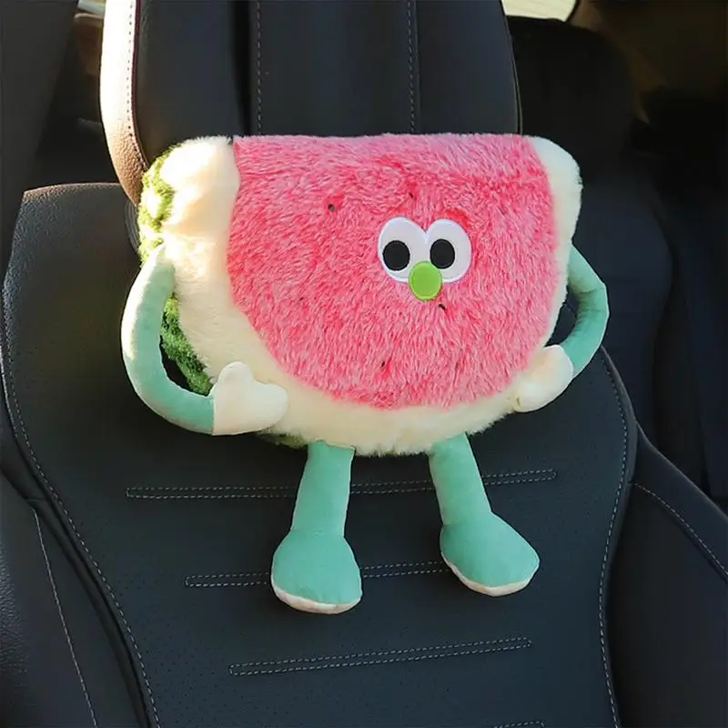 Car Backseat Napkin Holder Auto Tissue Box Auto Seat Headrest Support Pillow Watermelon Shape Car Interior Decor For Cars SUVs