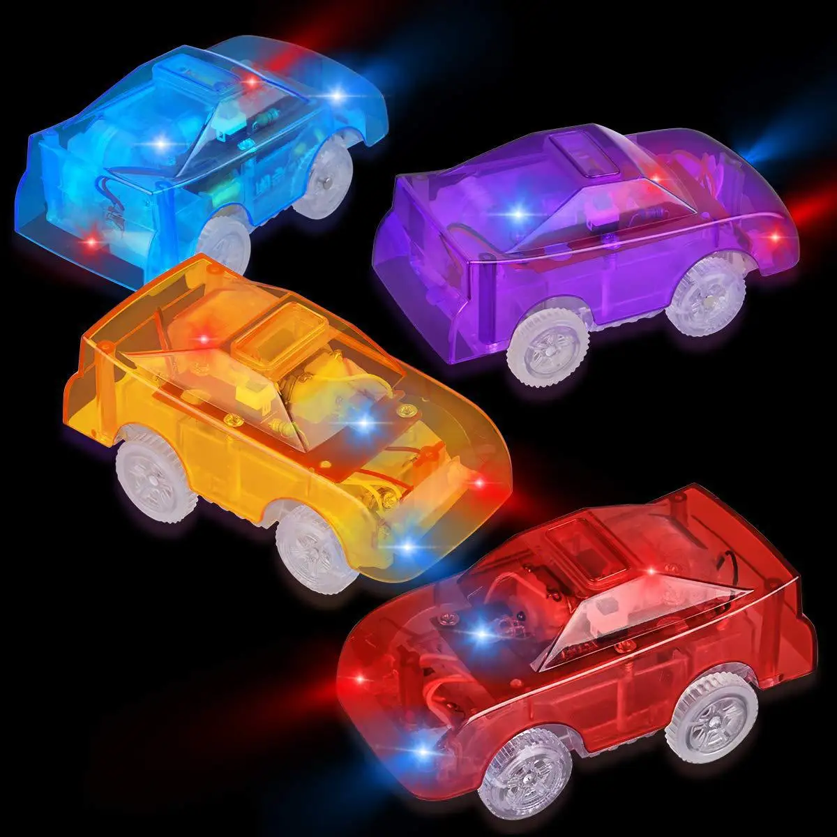 Children's Electric Transparent Candy Toy Car Creative Light-emitting Track Car Toys Simulation Racing Car Toys Best Boys Gift