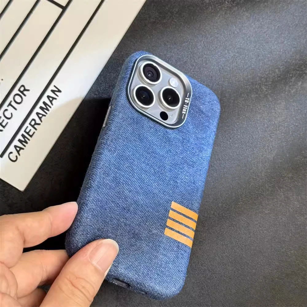 

Retro Non Slip Cotton Linen Fabric Texture Case For iPhone 17 Pro Max 14 12 13 15 16 Pro Max 16 Plus Magnetic Shockproof Cover