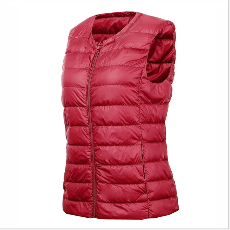 Women Down Waistcoat Jacket Autumn Winter Ultra Light White Duck Down Vest Lady Short Sleeveless Vest Puffer Outwear Bigsize 8XL