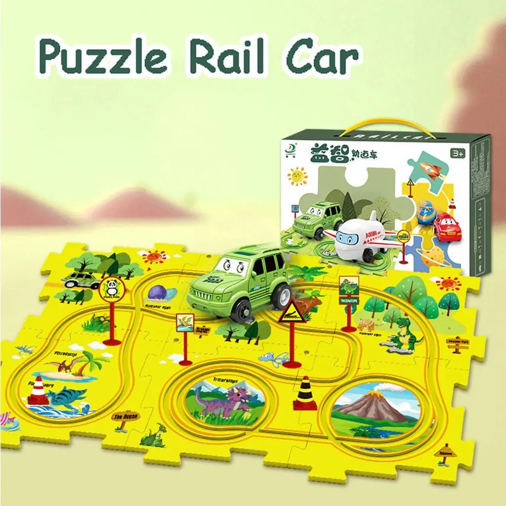 Toy Urban Scene Construction Children's Toy Puzzle Rail Car Toy Children's Vehicles Toy DIY Jigsaw Rail Way Electric Car