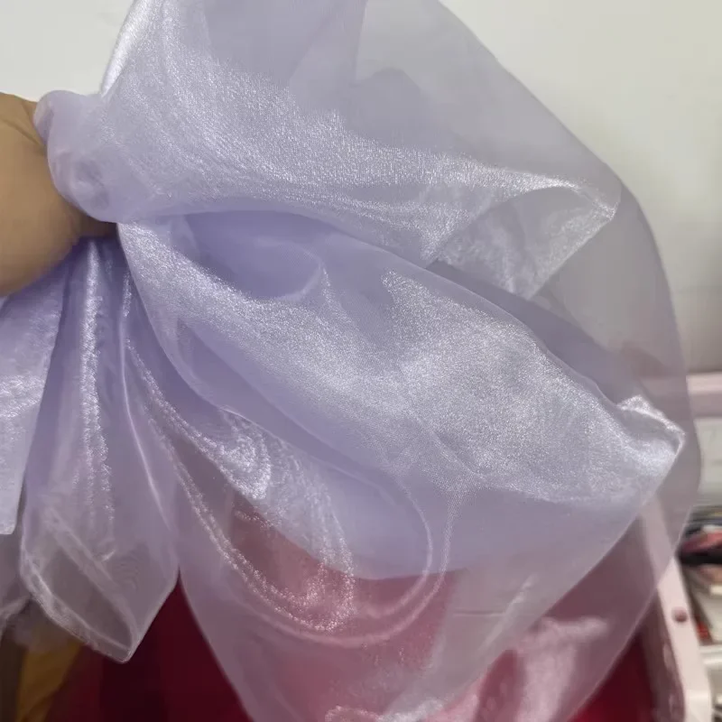 

Iridescent Sheer Organza Fabric Purple Pink Green Color Shiny Transparent Textile For Bridal Gown Wedding Veil Party Backdrop