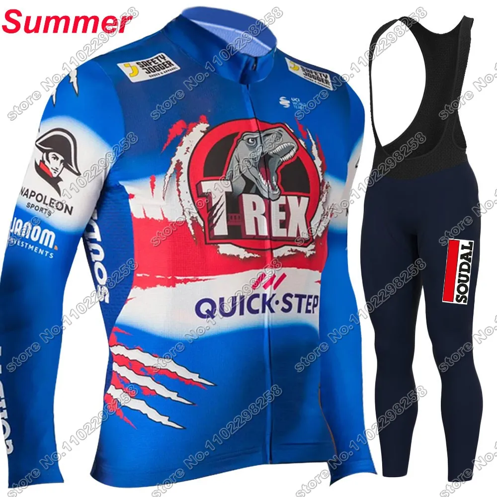 Maillot Soudal Quick Step 2024 Cycling Jersey Set Mens Long Sleeve Blue Cycling Clothing Road Race Bike Jacket Suit MTB Pants