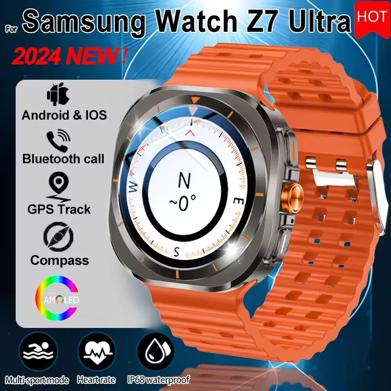 For Samsung Galaxy Watch 7 Ultra NFC GPS Compass Smart Watch Outdoor Sport Man 466*466 AMOLED Galaxy Watch 6 Upgraded Smartwatch