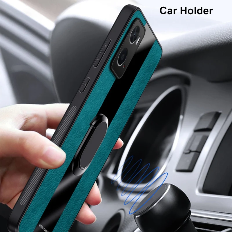 Ring Holder Leather Case For OPPO A36 A76 A96 4G Back Cover Luxury Magnetic Silicone Protection Phone Case For OPPO A96 5G Coque