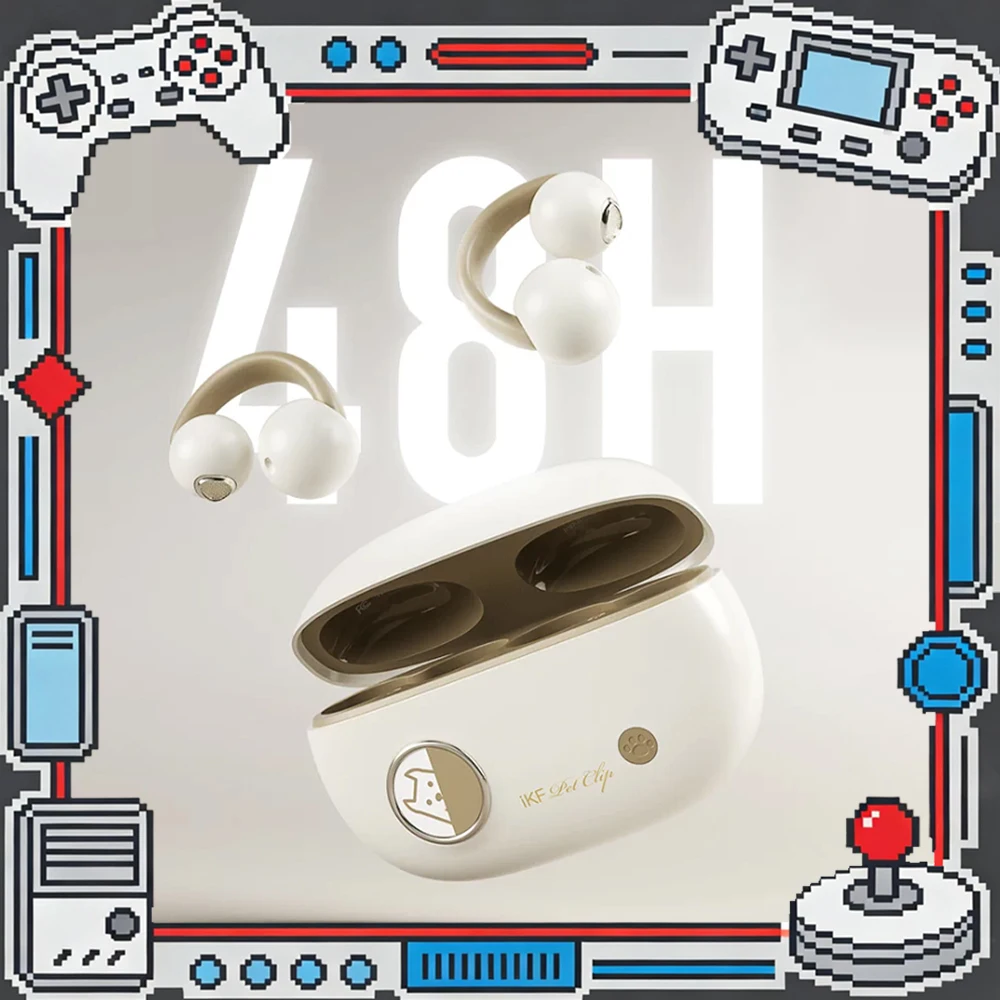iKF Pet Clip Wireless Headphones 360 Degree Stereo Surround Hearing Sense Esports Headset 35ms Ultra Low Delay Mode Light Weight