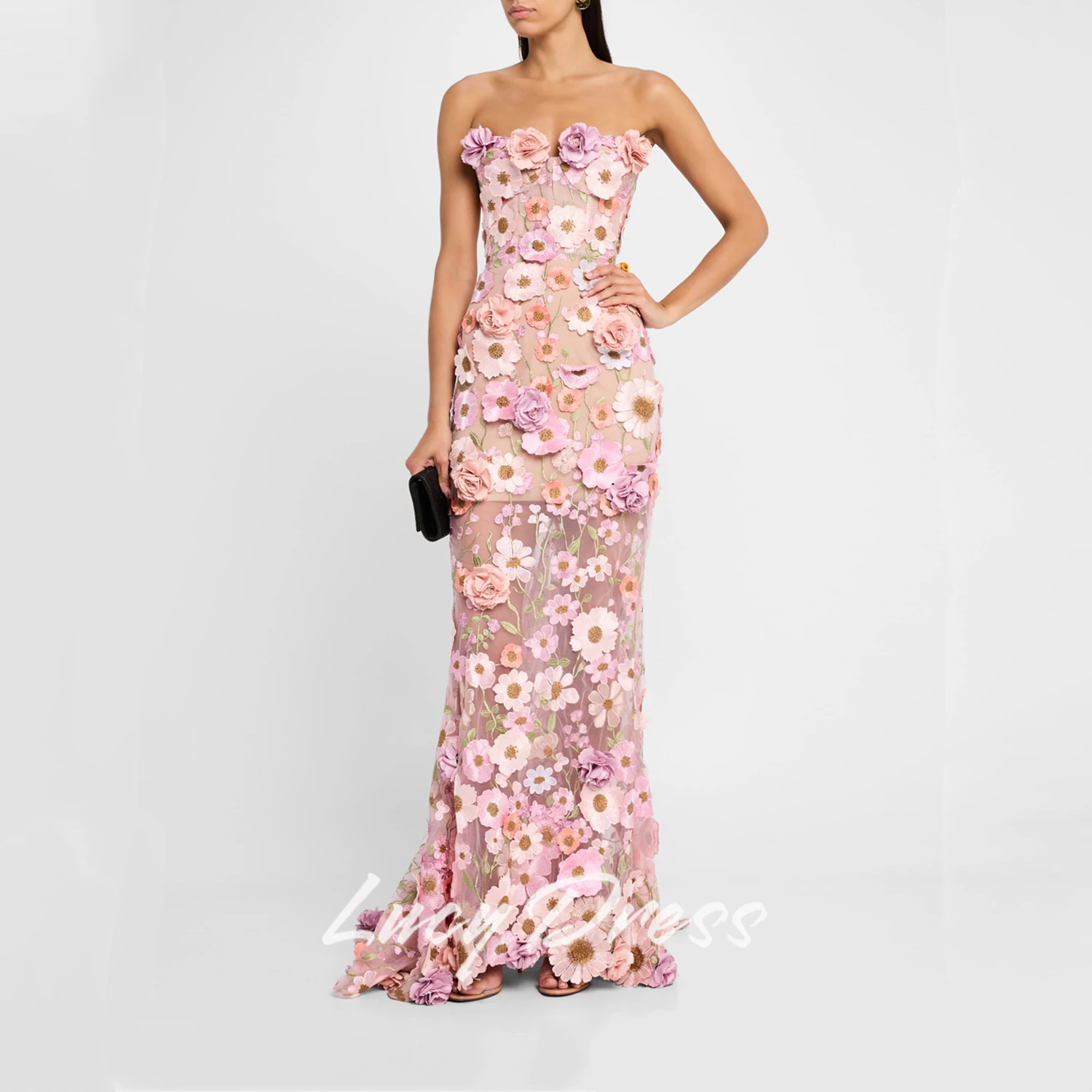 

Роскошное платье для выпускного вечера Lucy по индивидуальному заказу, коктейльные платья, платья для свадебной вечеринки, цветочная ткань, платье для особых случаев, Русалка