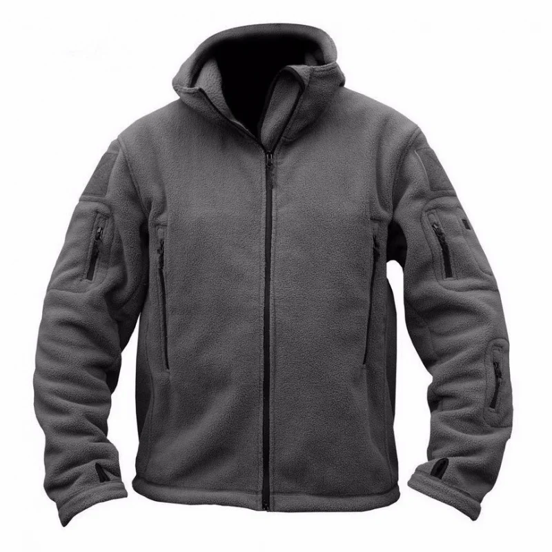 

European and American 's Outdoor Thermal Fleece Men's Cold-Proof Softshell Hooded Coat