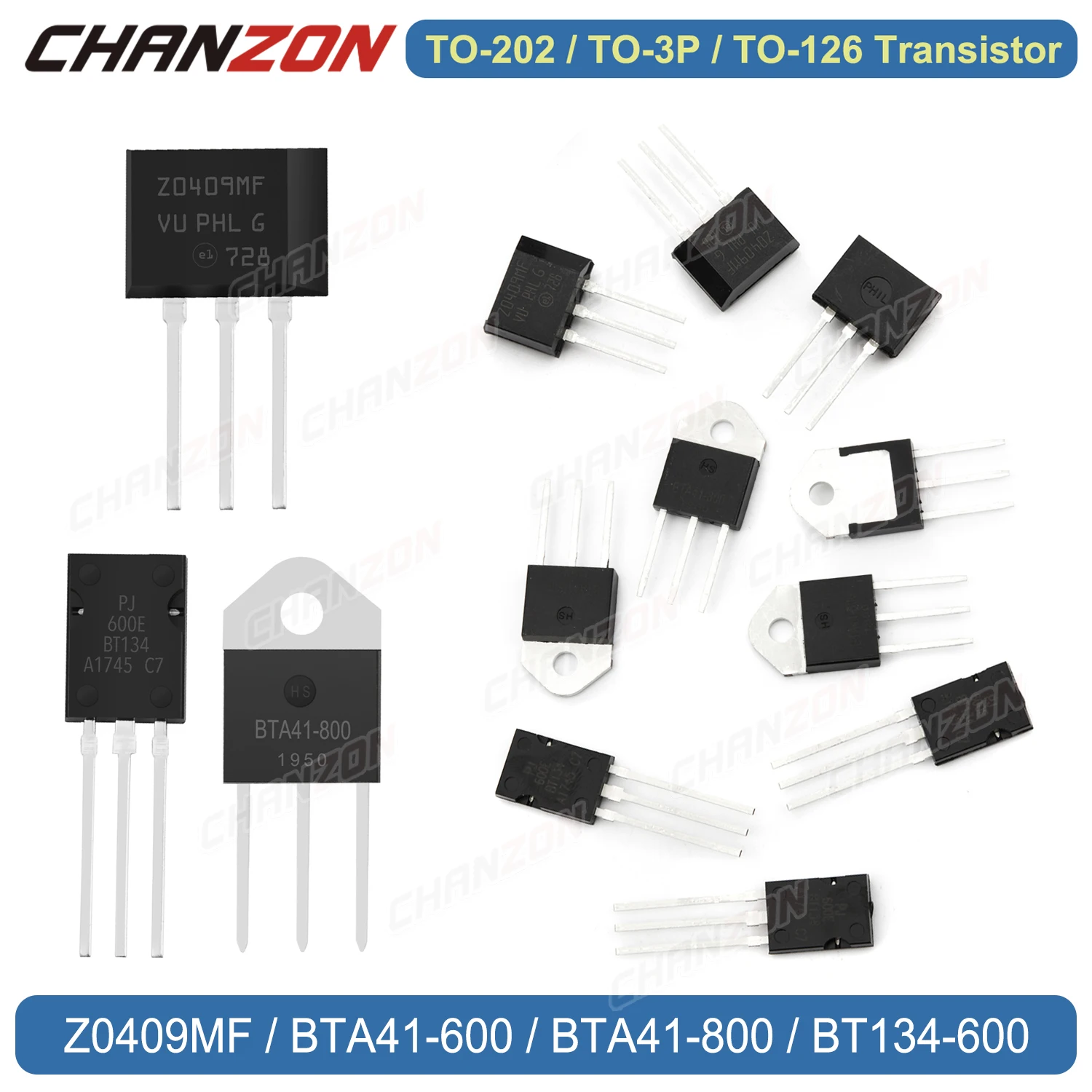 TO-202 TO-3P TO-126 BTA41-600 BTA41-800 BT134-600 BTA41 BT134 Z0409MF Triac SCR Transistor Bipolar Junction BJT Triode Tube Fets