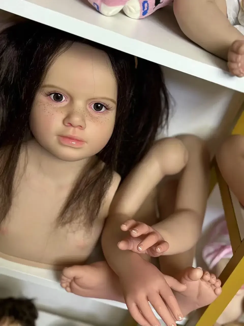 DLS – Kit peint bébé Reborn Gabriella, 41 pouces, personnalisé, fourniture limitée, avec corps en tissu, avec connecteurs, cheveux enracinés à la main