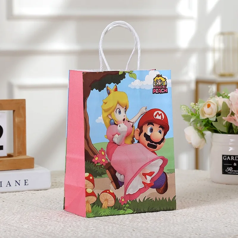 Cartoon Super Mario Bros Kraft Paper Bag for Child Birthday Gift Portable Party Tote Bag Paper Packaging Bags Gift Wrap Bags