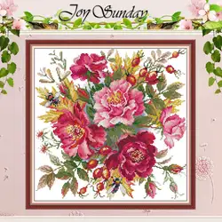 Peony Bloom Flower Patterns Counted Cross Stitch Set DIY 11CT 14CT 16CT Stamped DMC Cross-stitch Kit Embroidery Needlework Craft