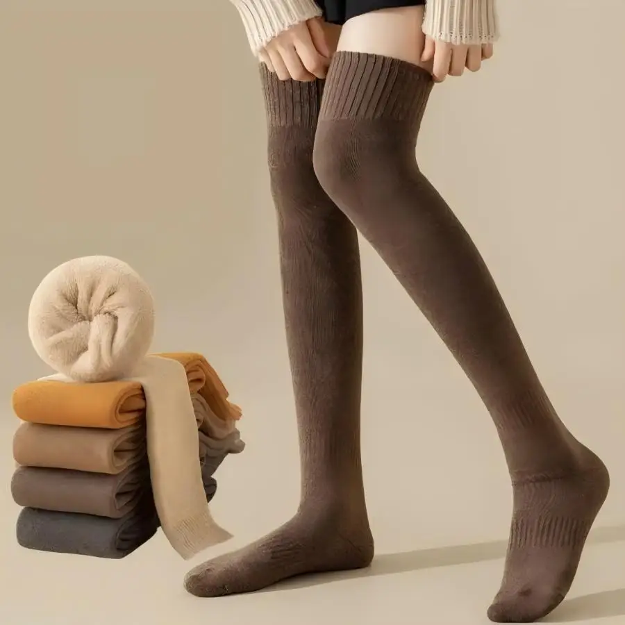 Women Thigh High Socks（1 Pair）Extra Long Cotton Knit Warm Thick Tall Long Boot Stockings Leg Warmers