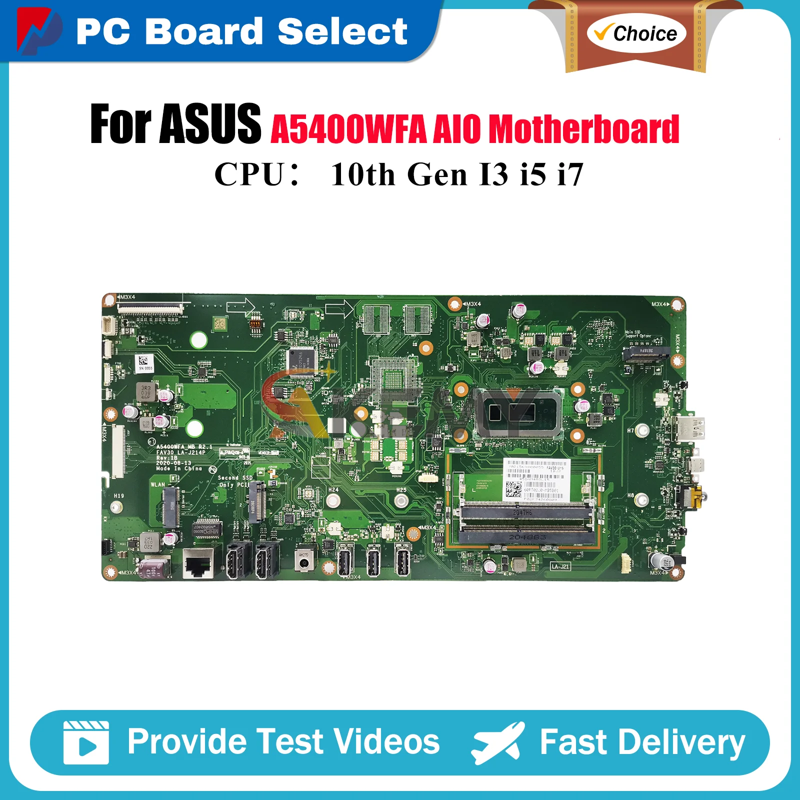 

A5400WFA Laptop Motherboard For ASUS VivoBook A5400WFA A5400WF Notebook Mainboard With 10th Gen I3 i5 i7 100% tests OK fast ship
