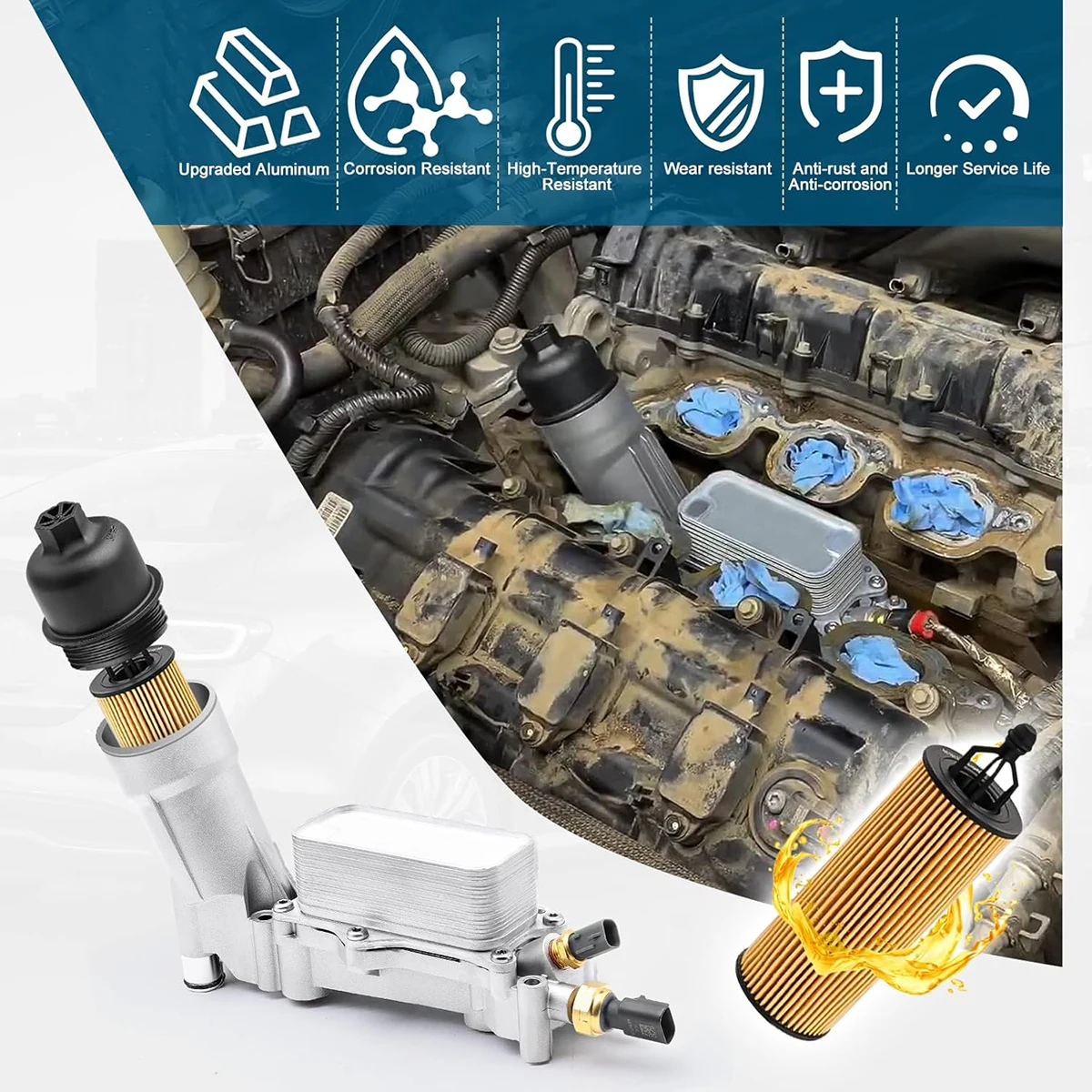 68105583AF Engine Oil Cooler For Dodge Charger Challenger Journey For Jeep Wrangler Ram 1500 2500 3500 Chrysler 200 300 3.6L V6 - Image 5