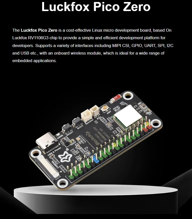 Luckfox Pico Zero Linux Micro Development Board,  Luckfox RV1106G3 Chip, 1 TOPS Computing Power, 8GB EMMC, With Wireless Module