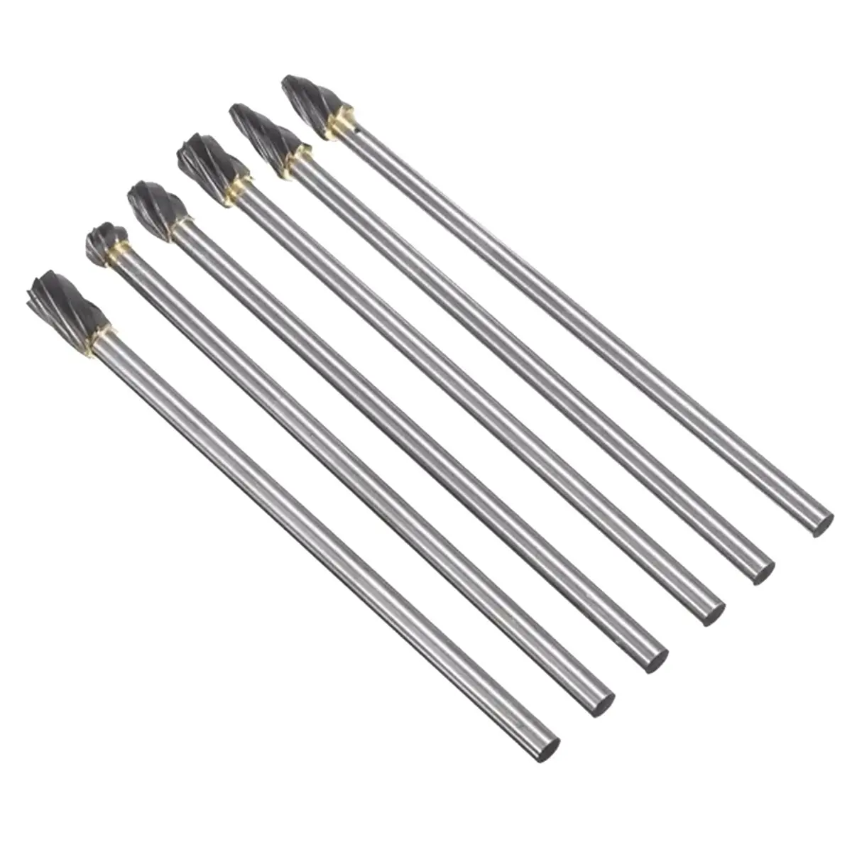 A1779P ~6pc 6x10mm 150mm Long Carbide Rotary Files Set for Metalworking with 6mm Shank