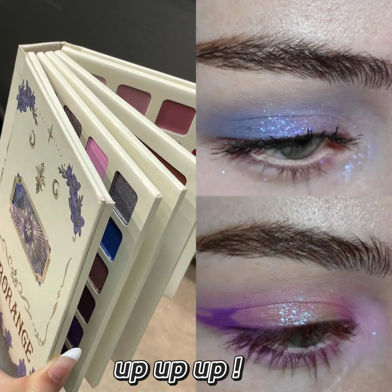 HERORANGE Multi Page Eyeshadow Book Palette Matte Shimmer Glitter Eye Shadow Blue Purple Smoky Pigmented Makeup for Women