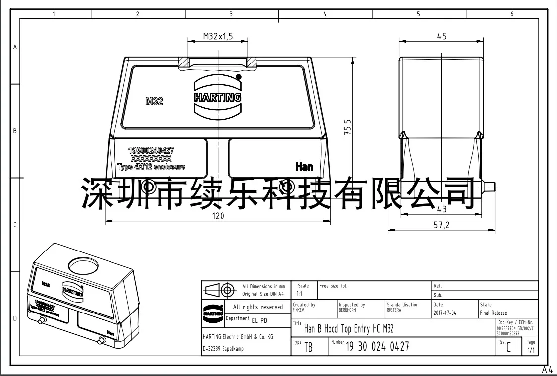 19300240427   هان 24B-HTE-M32 هارتينج