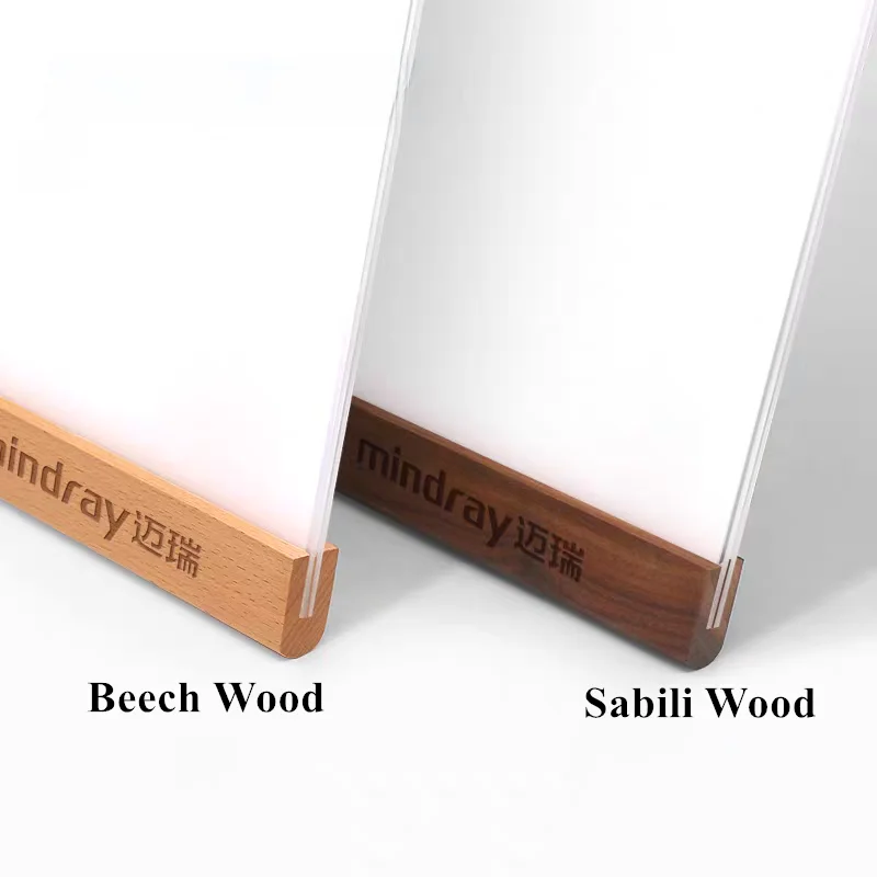 3 Pieces A4 210X297MM Wood Acrylic Sign Holder Display Stand Restaurant Table Menu Paper Holder Certificate Poster Flyer Frame
