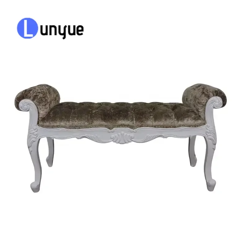 Luxury Wooden Footstool Antique Modern French Style Bedside Stool Elegant Living Room Hotel Lobby Furniture Home Decor