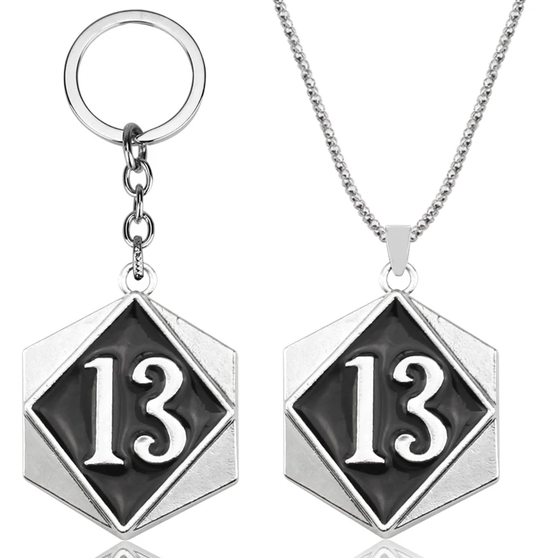 Number 13 Pendant Metal Jewelry High Polished Fashion Key Ring Silver Color Carved Word Biker Men Pendant Keychain