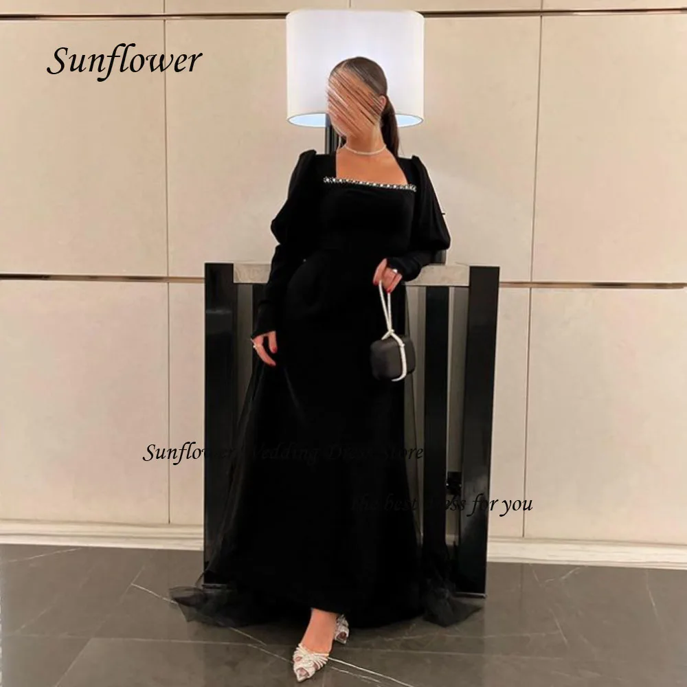 

Sunflower Square Collar Evening Dress 2023 Slim Backless Satin Pleat A-LINE Prom dress Tulle Floor-Length Party Dress