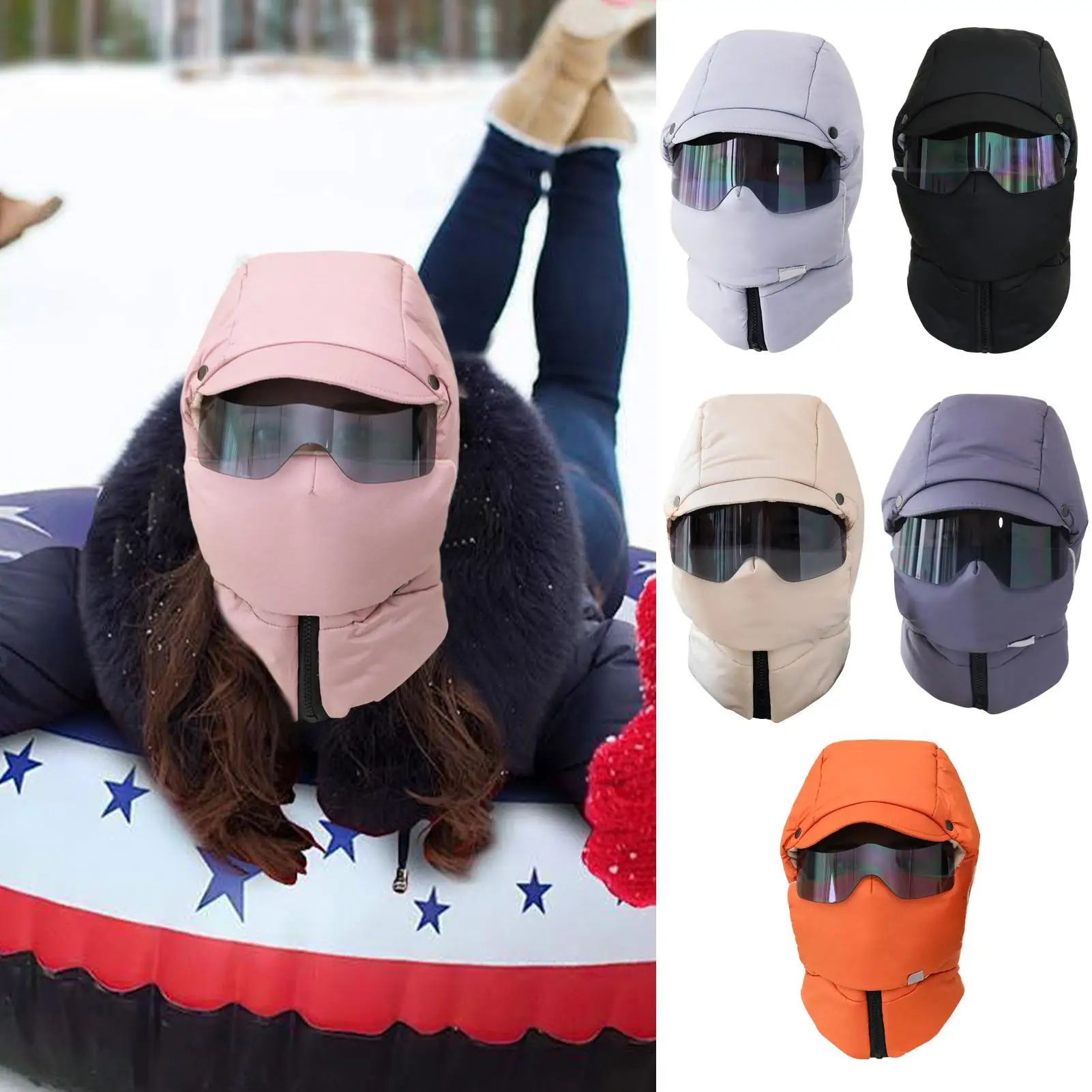 

Winter Hat With Ear Flaps 4 In 1 Warm Cap Russian Cap With Hood Earflap Goggles For Men Women Winter Cold Weather Cycling