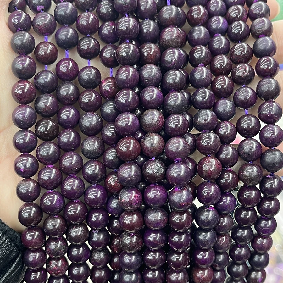 1 Strand 8-10 MM Gorgeous Sugilite Purple Red Brown Round Loose Beads For DIY