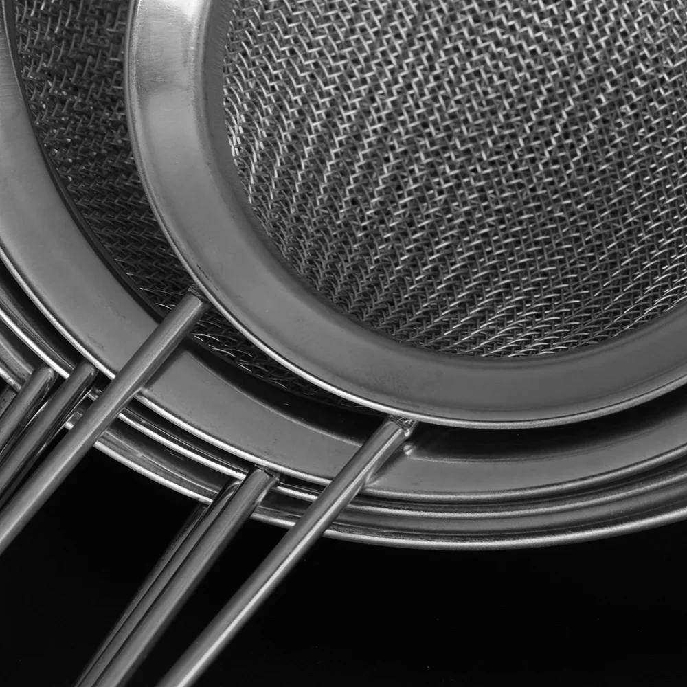 Проволока из нержавеющей стали, мелкоячеистый фильтр для масла, дуршлаг для муки, сито для чая, кухонное сито, фильтрующий инструмент, набор металлических сит с длинной ручкой