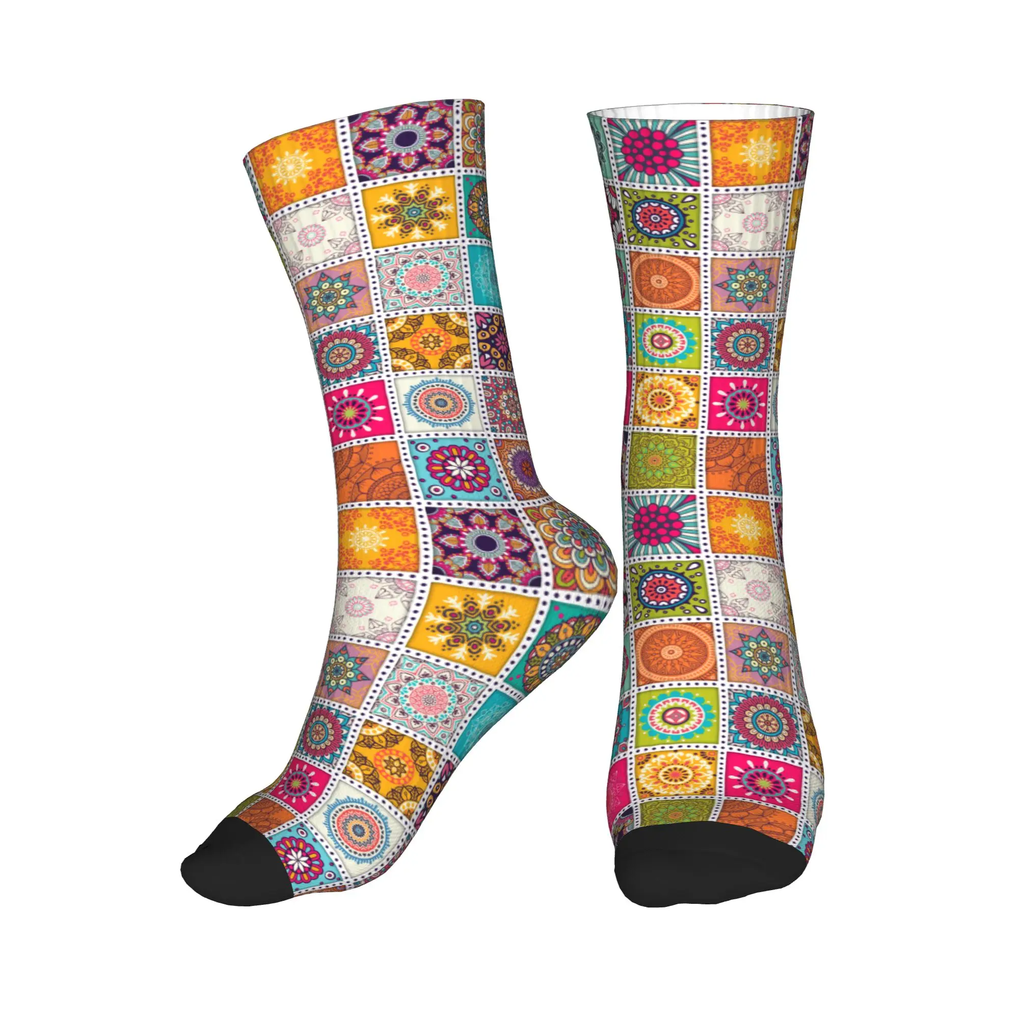 

Арабские индийские этнические носки с цветочными мандалами для мужчин и женщин, теплые, забавные, оригинальные, укороченные носки