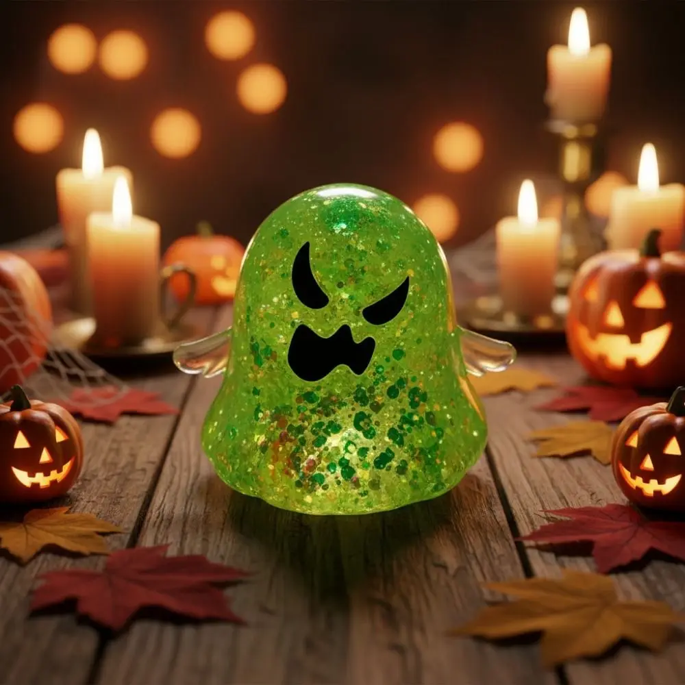 Slow Rebound Halloween Ghost Squishy Squeeze with Sequins Glitter Maltose Squeezing Fidget Soft Anti Anxiety Ghost Sensory