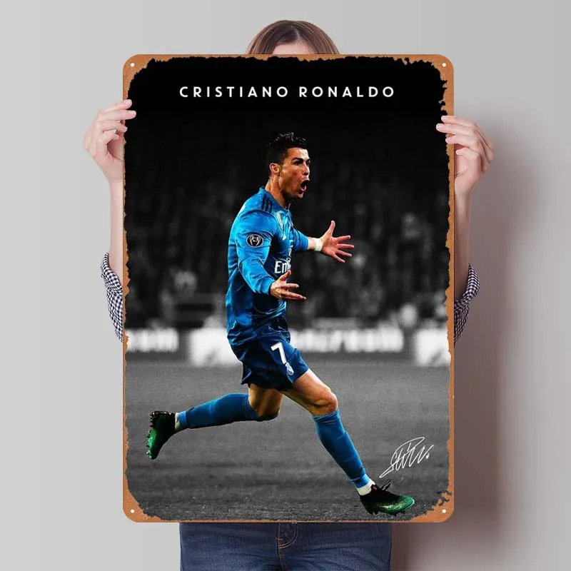 Cristiano Ronaldo Metal Poster Soccer Sports Metal Signs Wall Art Mural Custom Tinplate Sign for Wall Art Decoration New Decor