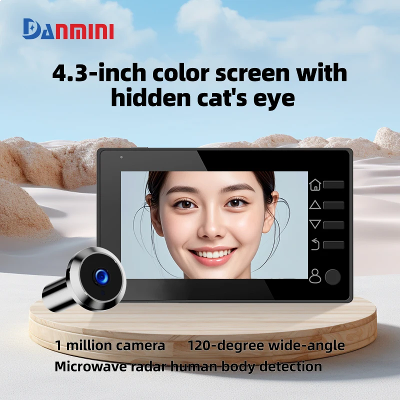 danmini-43-inch-cat-eye-doorbell-120°-wide-angle-microwave-radar-human-detection-doorbell-camera-night-vision-security-doorbell